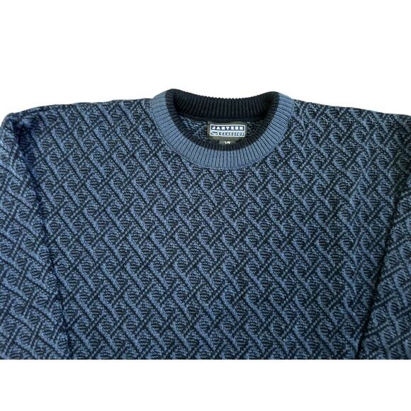 VTG Jantzen Classics Black Blue 90's Y2K Diamond Grandpa Sweater Size Large - Picture 8 of 9